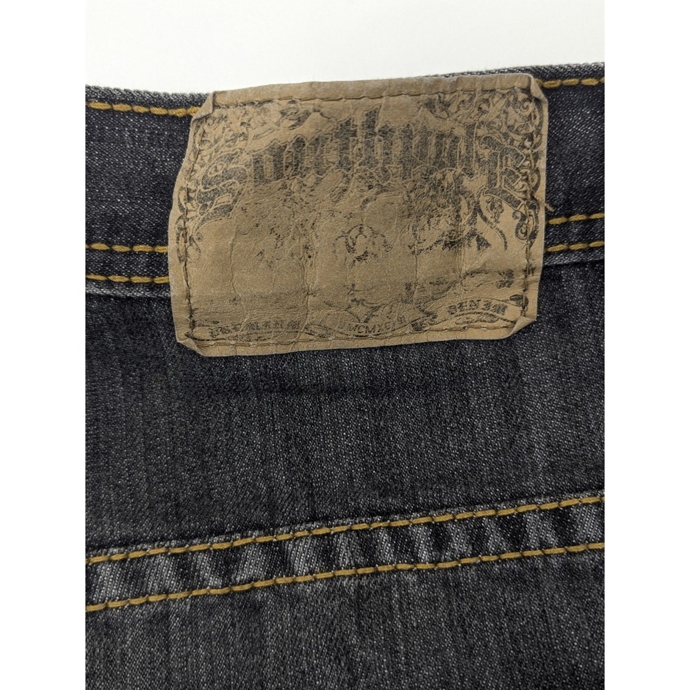 Southpole Mens 38x31 Baggy Relaxed Jeans Black Wash Y2K Streetwear Embroidered - Picture 6 of 10